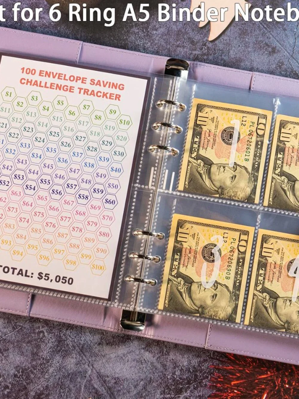 25 Pcs 4 Pocket 100 Envelopes Money Saving Challenge Sleeves and Tracker Sheet P